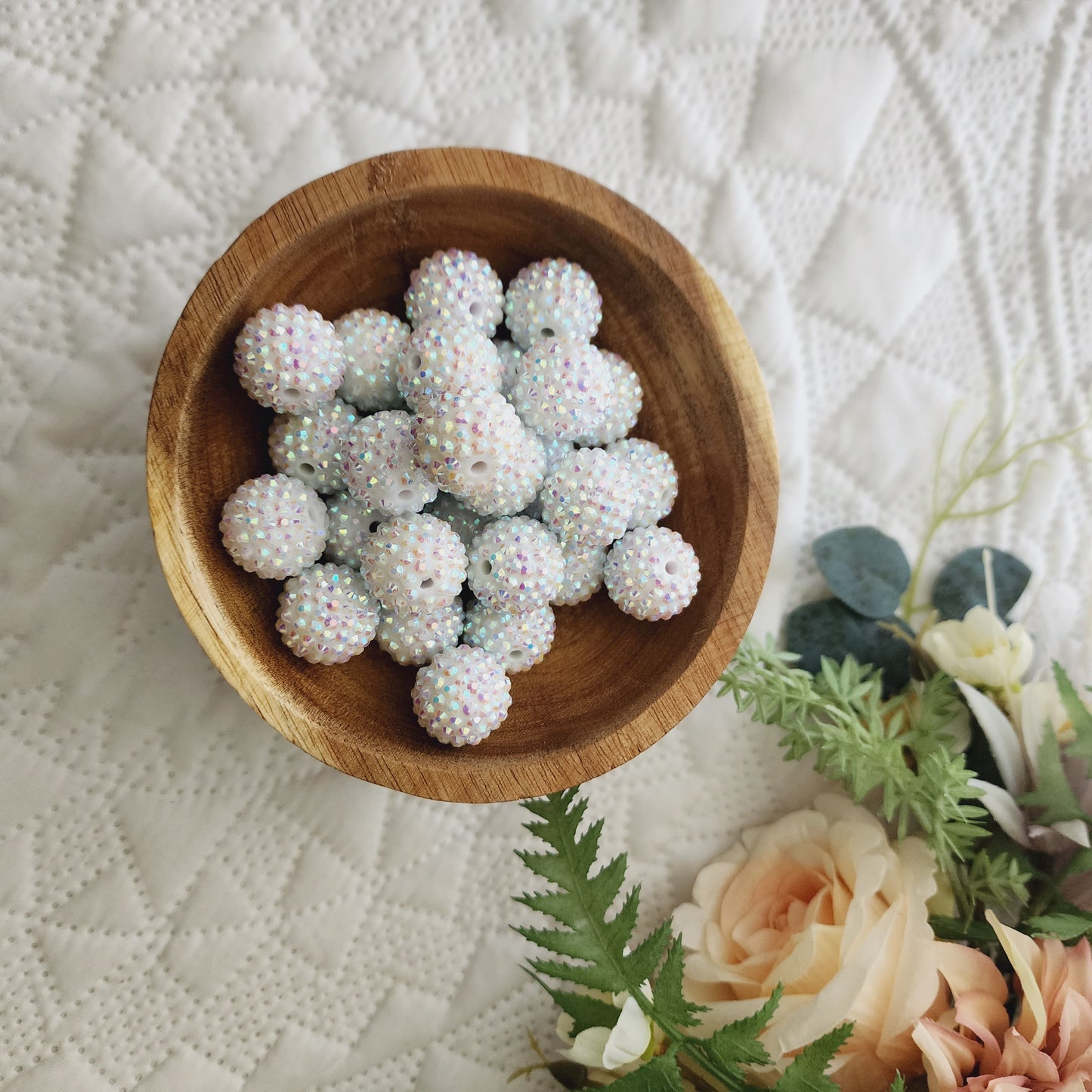 White rhinestones 20mm