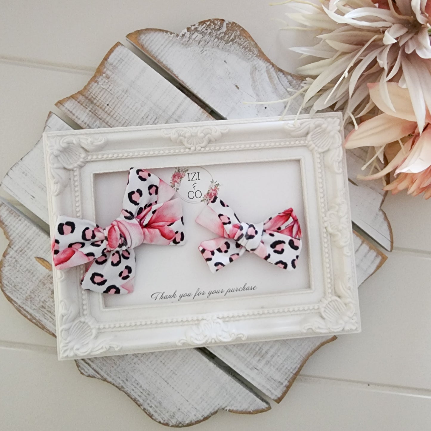 Pink Leopard Bow Pinwheels