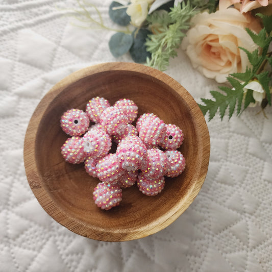 Pink white stripe Rhinestones 20mm
